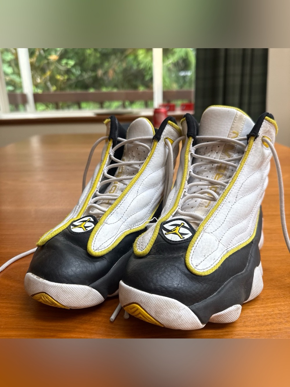 Jordan 13 Kids White, Black & Yellow Retro High-Top Sneakers